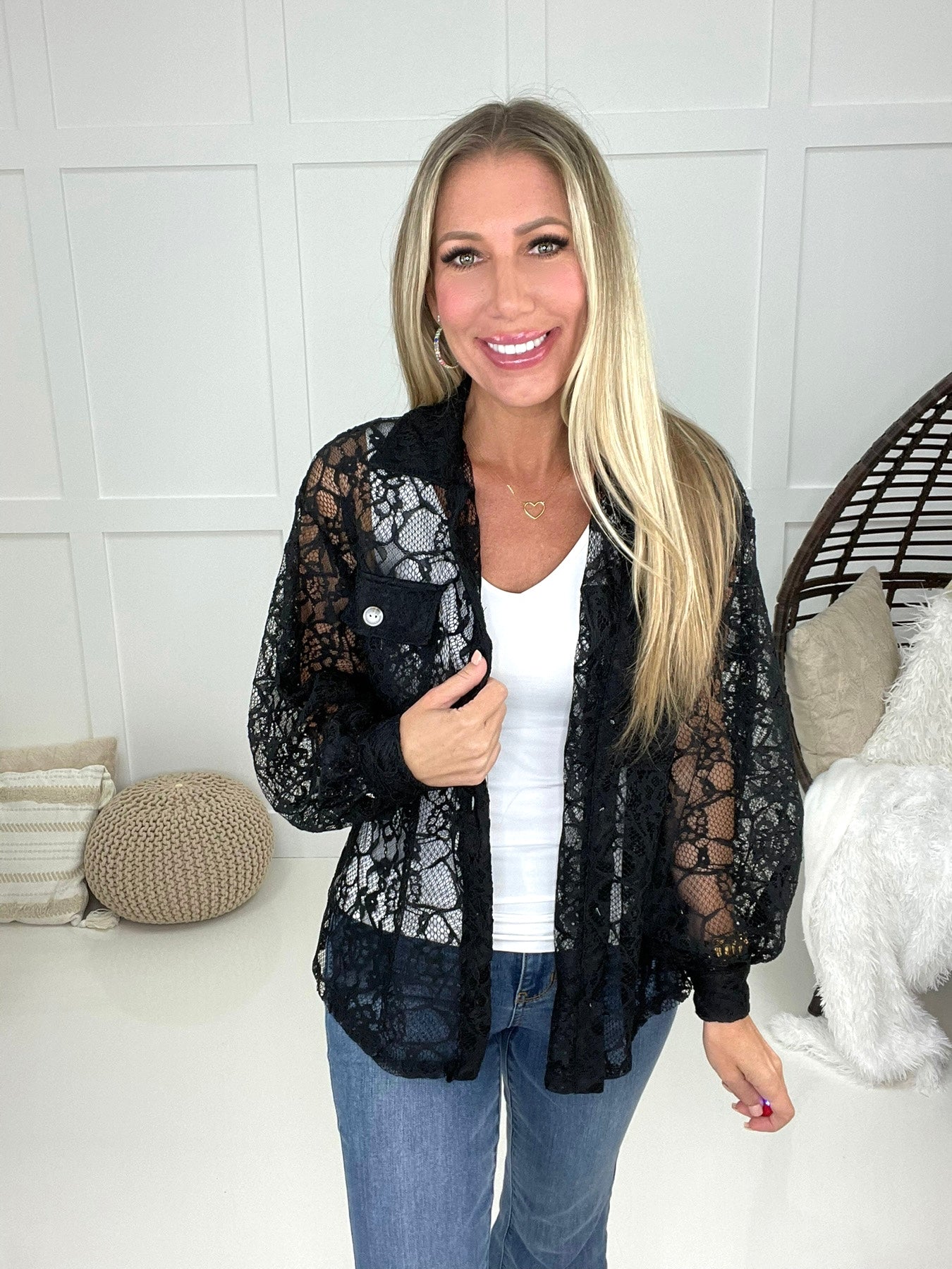 Lilly Lace Button Down Top-100 Short Sleeves- Simply Simpson's Boutique is a Women's Online Fashion Boutique Located in Jupiter, Florida