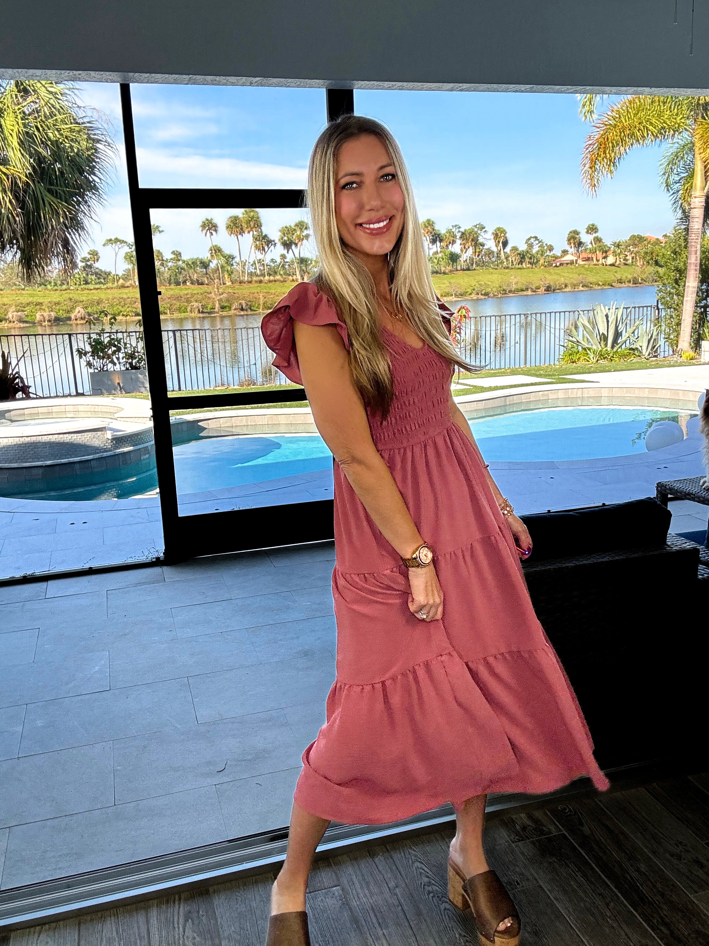 Flutter Sleeve Midi Dress-240 Dresses- Simply Simpson's Boutique is a Women's Online Fashion Boutique Located in Jupiter, Florida