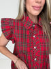 Red Festive Flair Plaid Top-100 Short Sleeves- Simply Simpson's Boutique is a Women's Online Fashion Boutique Located in Jupiter, Florida