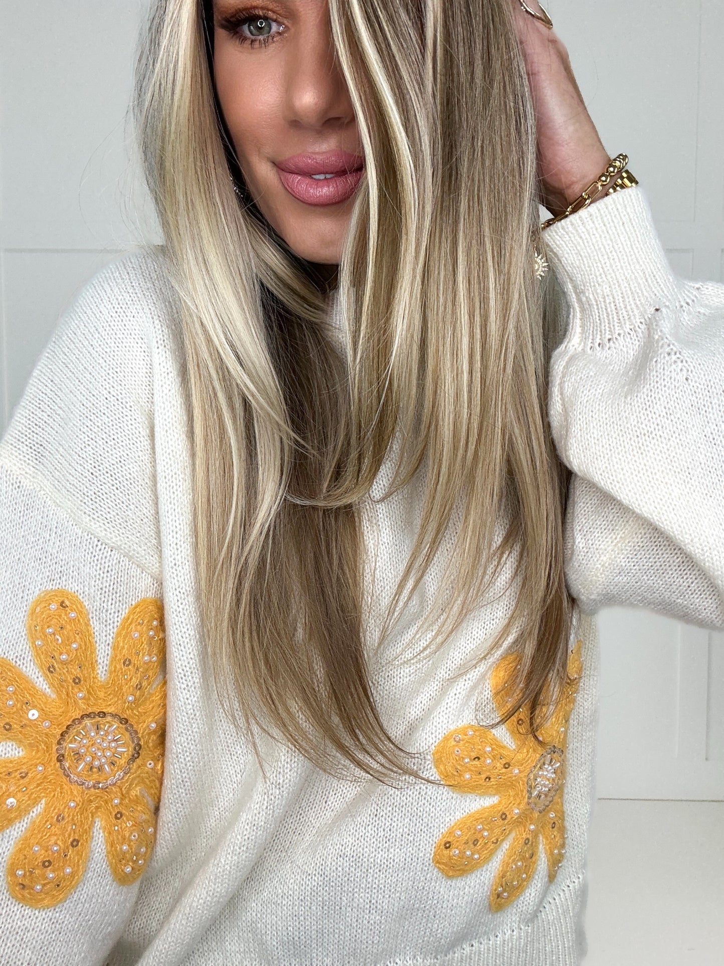 Golden Daisy Sweater-150 Sweaters- Simply Simpson's Boutique is a Women's Online Fashion Boutique Located in Jupiter, Florida