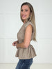 Taupe Zip & Flare Top-100 Short Sleeves- Simply Simpson's Boutique is a Women's Online Fashion Boutique Located in Jupiter, Florida