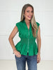 Green Zip & Flare Top-100 Short Sleeves- Simply Simpson's Boutique is a Women's Online Fashion Boutique Located in Jupiter, Florida