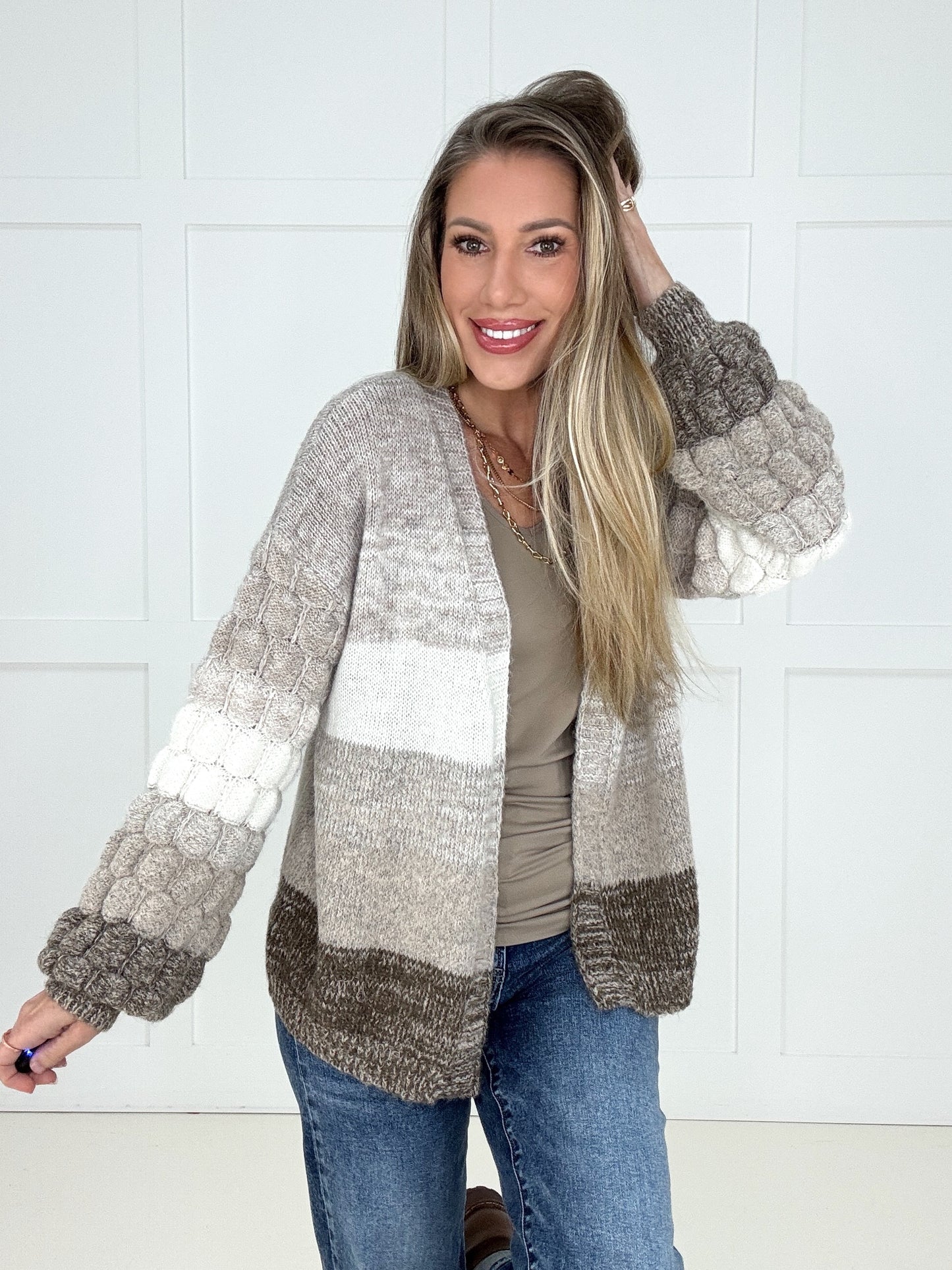 Neutral Sands Bubble Cardigan-170 Cardigans- Simply Simpson's Boutique is a Women's Online Fashion Boutique Located in Jupiter, Florida