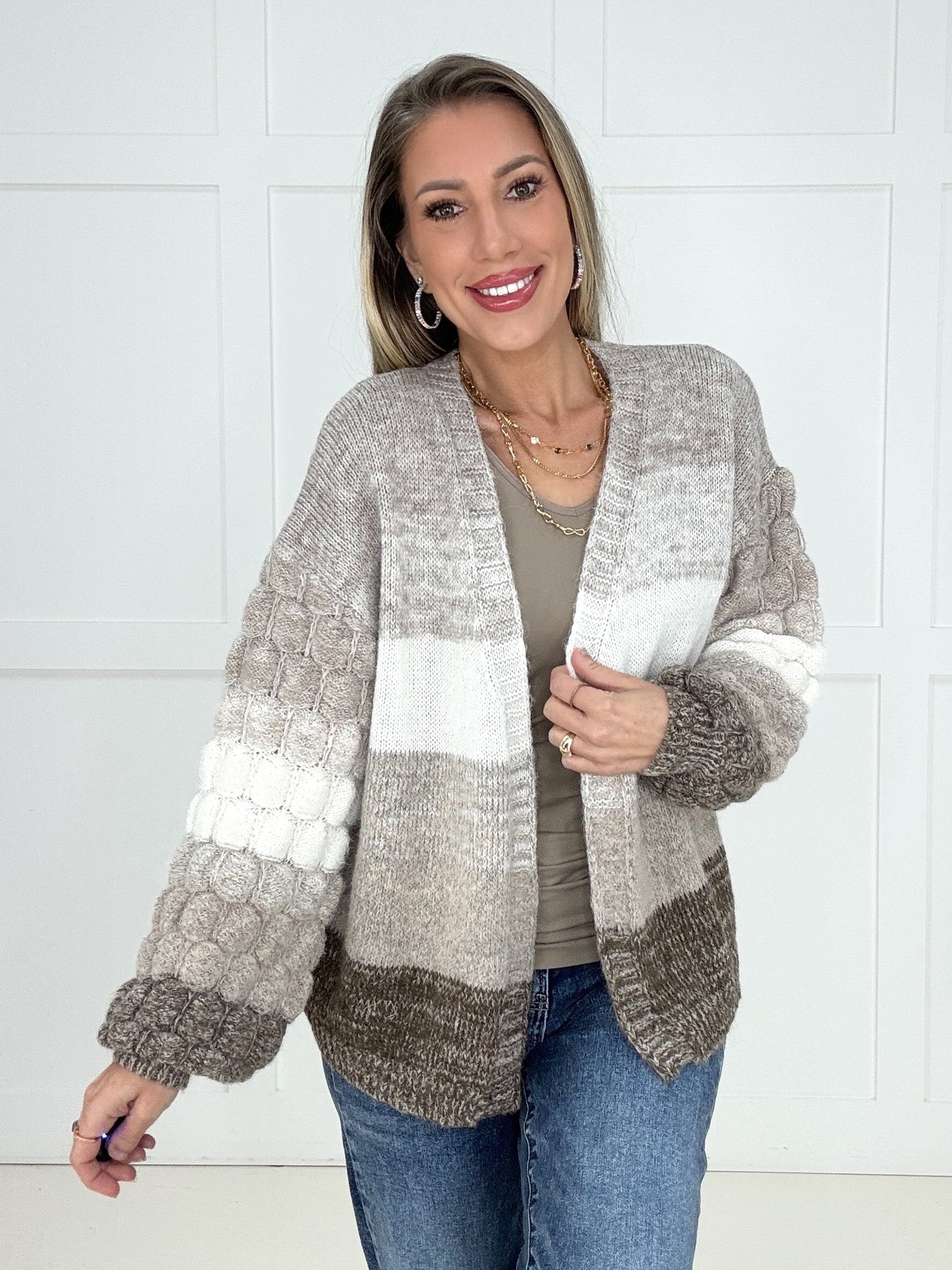 Neutral Sands Bubble Cardigan-170 Cardigans- Simply Simpson's Boutique is a Women's Online Fashion Boutique Located in Jupiter, Florida