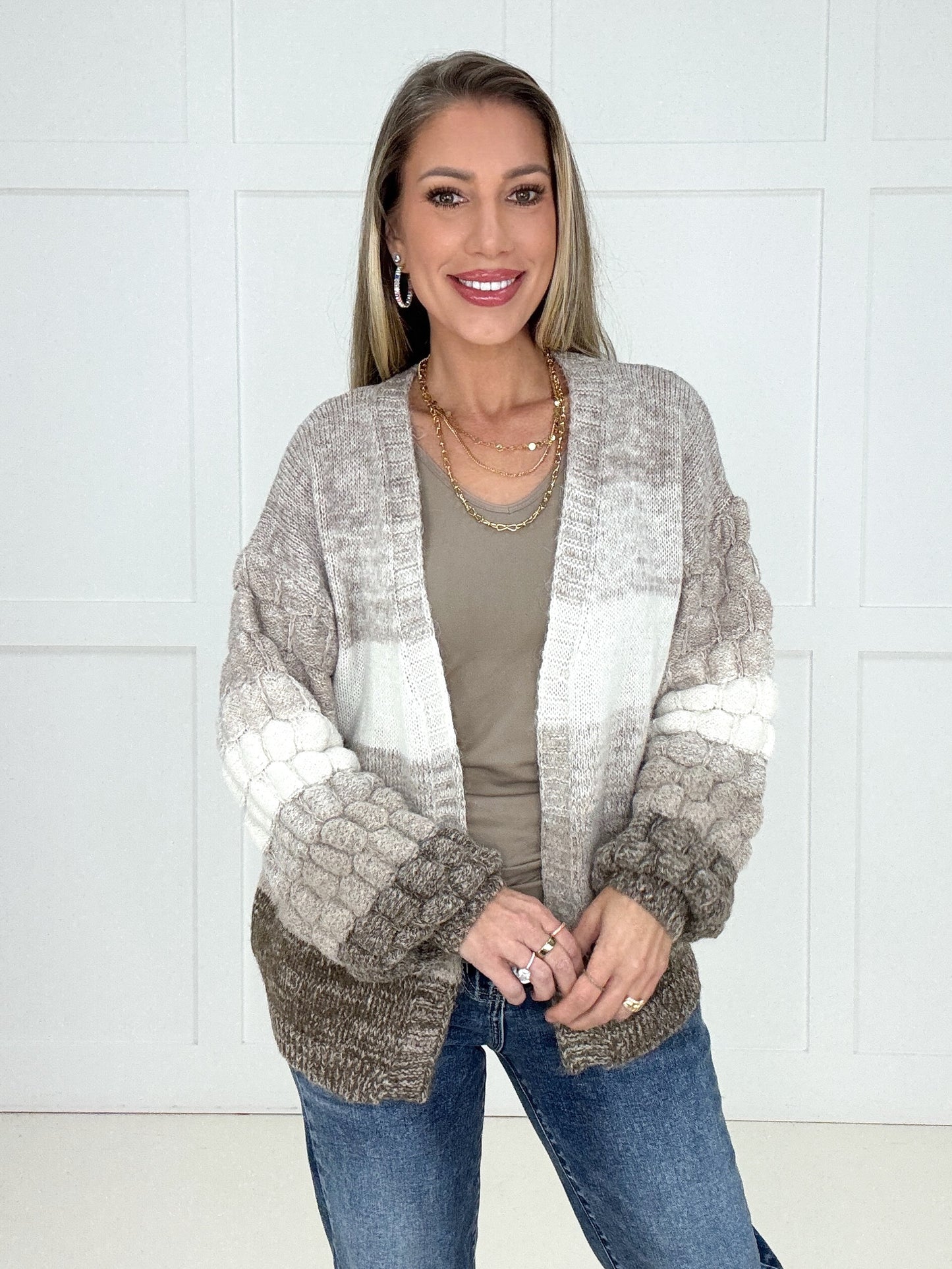 Neutral Sands Bubble Cardigan-170 Cardigans- Simply Simpson's Boutique is a Women's Online Fashion Boutique Located in Jupiter, Florida