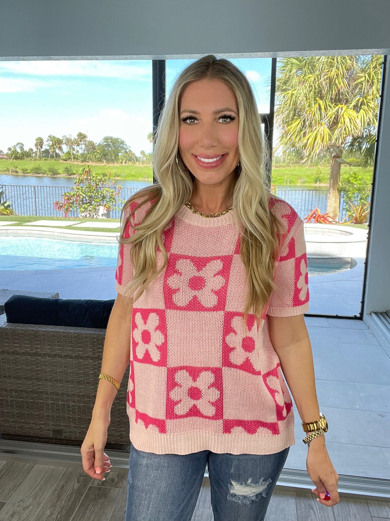 Check Mate Knit Top-150 Sweaters- Simply Simpson's Boutique is a Women's Online Fashion Boutique Located in Jupiter, Florida