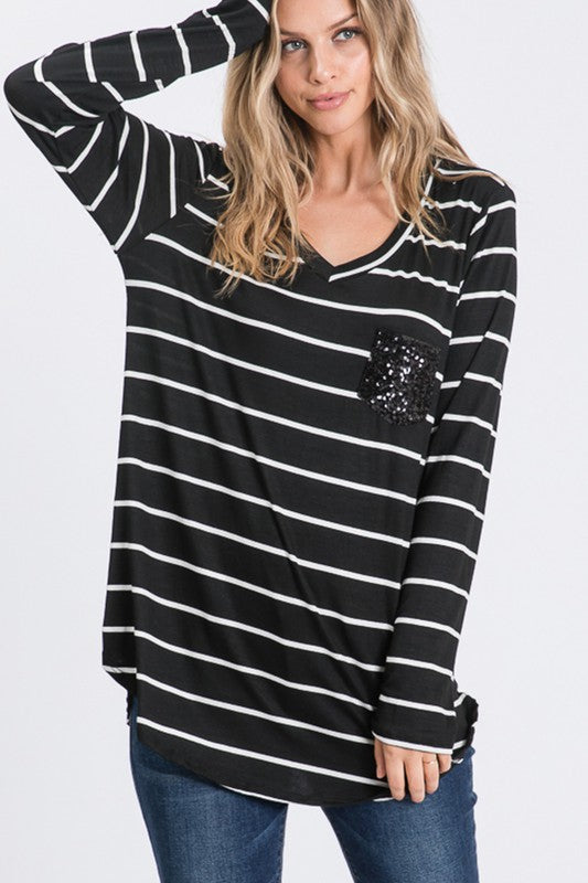 Midnight Sparkle Striped Top