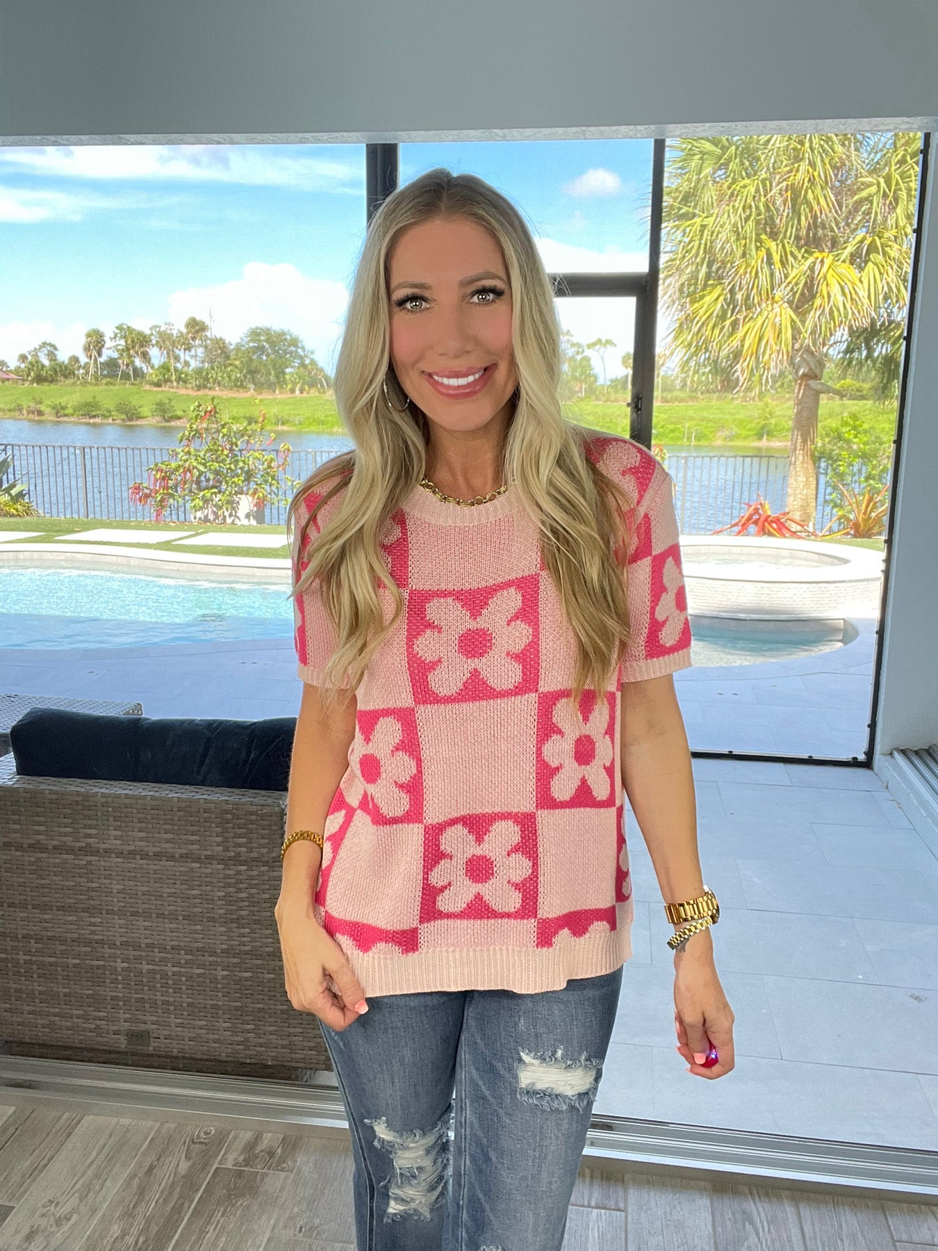 Check Mate Knit Top-150 Sweaters- Simply Simpson's Boutique is a Women's Online Fashion Boutique Located in Jupiter, Florida