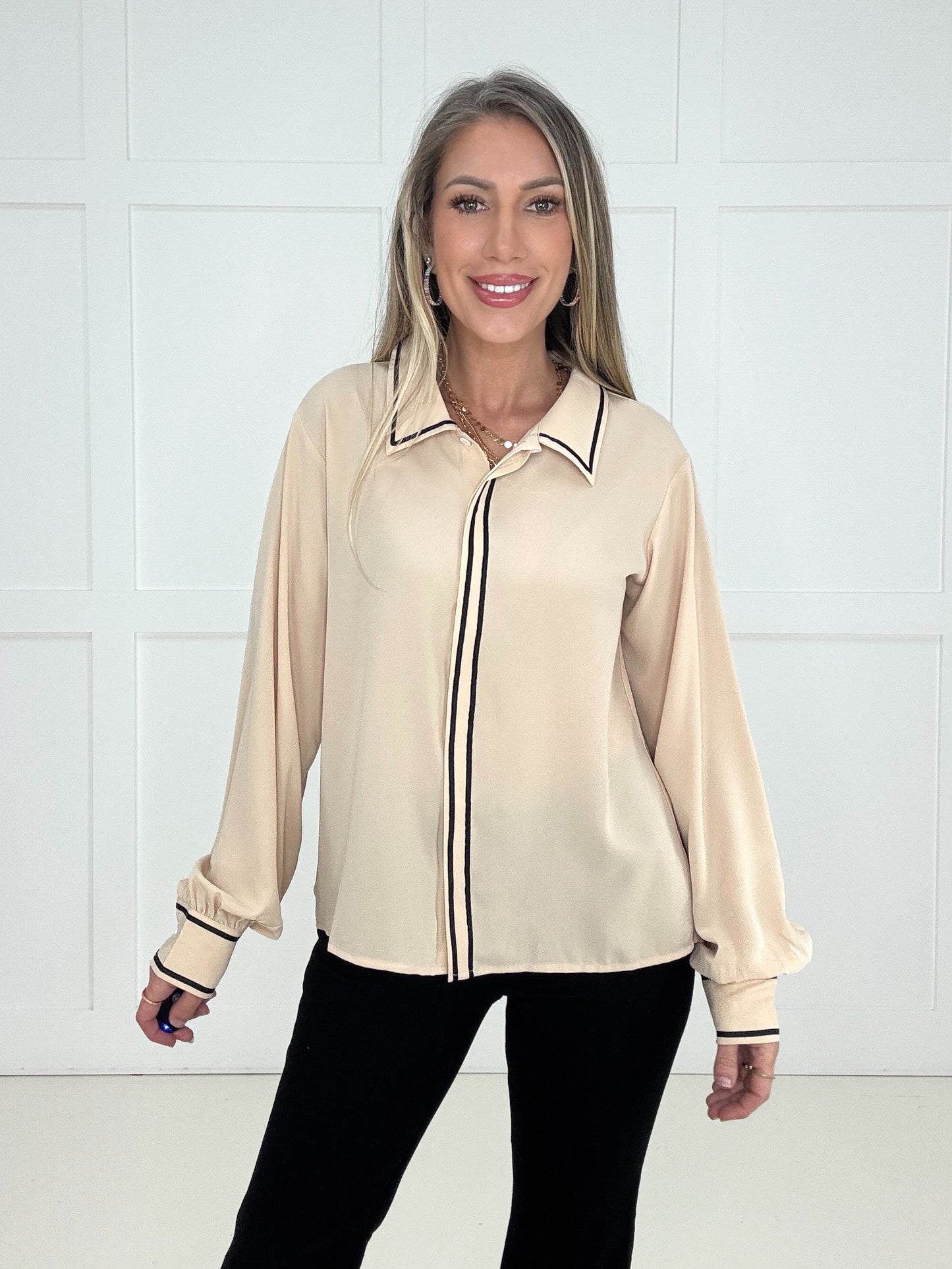 The Champagne Blouse-110 Long Sleeves- Simply Simpson's Boutique is a Women's Online Fashion Boutique Located in Jupiter, Florida