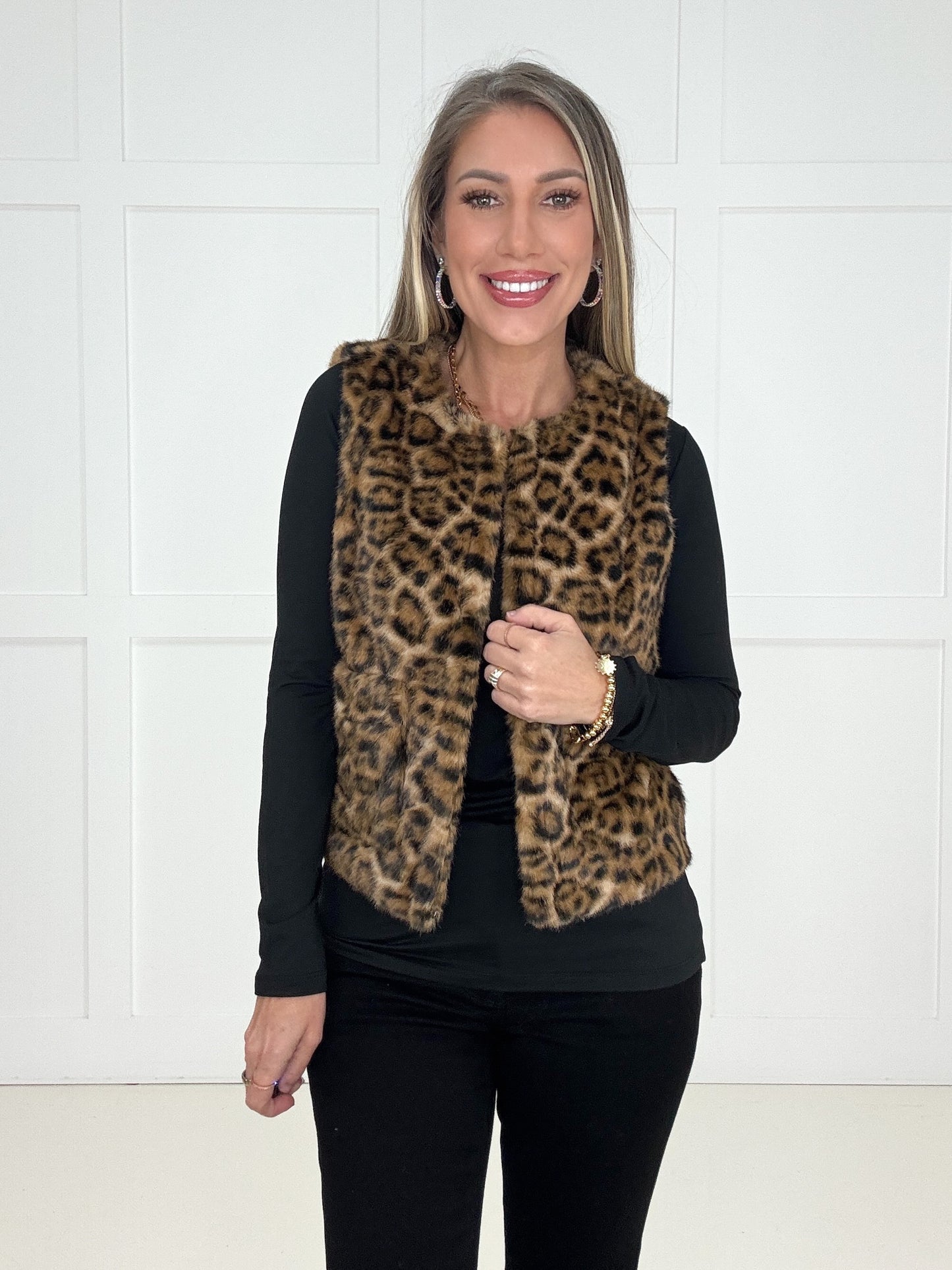 Fierce & Cozy Faux Fur Leopard Vest-180 Outerwear- Simply Simpson's Boutique is a Women's Online Fashion Boutique Located in Jupiter, Florida