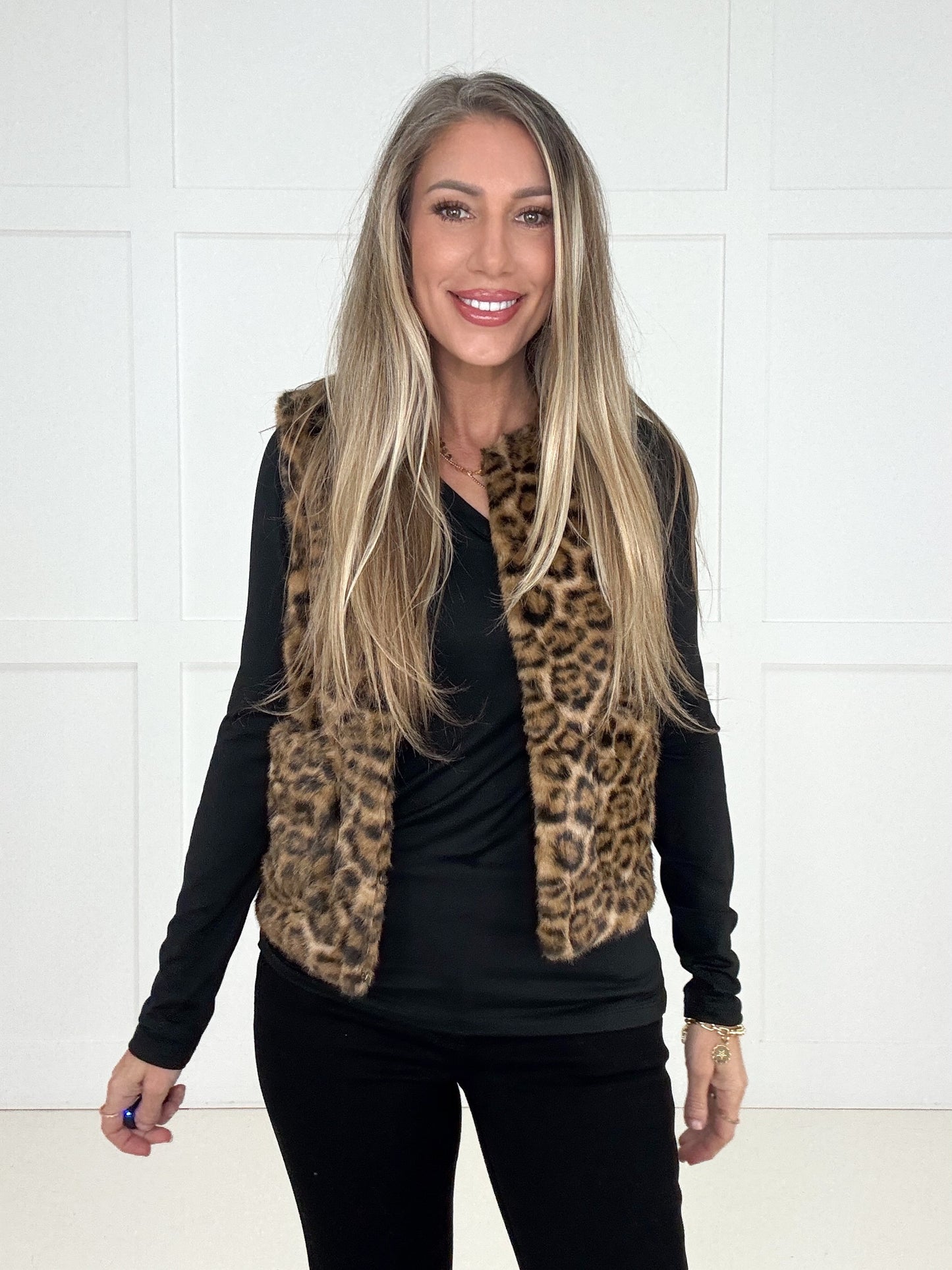 Fierce & Cozy Faux Fur Leopard Vest-180 Outerwear- Simply Simpson's Boutique is a Women's Online Fashion Boutique Located in Jupiter, Florida