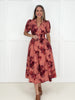 Coral Floral Affair Zip-Front Midi Dress-240 Dresses- Simply Simpson's Boutique is a Women's Online Fashion Boutique Located in Jupiter, Florida