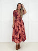 Coral Floral Affair Zip-Front Midi Dress-240 Dresses- Simply Simpson's Boutique is a Women's Online Fashion Boutique Located in Jupiter, Florida