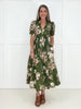 Olive Floral Affair Zip-Front Midi Dress-240 Dresses- Simply Simpson's Boutique is a Women's Online Fashion Boutique Located in Jupiter, Florida