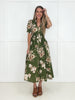 Olive Floral Affair Zip-Front Midi Dress-240 Dresses- Simply Simpson's Boutique is a Women's Online Fashion Boutique Located in Jupiter, Florida