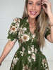 Olive Floral Affair Zip-Front Midi Dress-240 Dresses- Simply Simpson's Boutique is a Women's Online Fashion Boutique Located in Jupiter, Florida