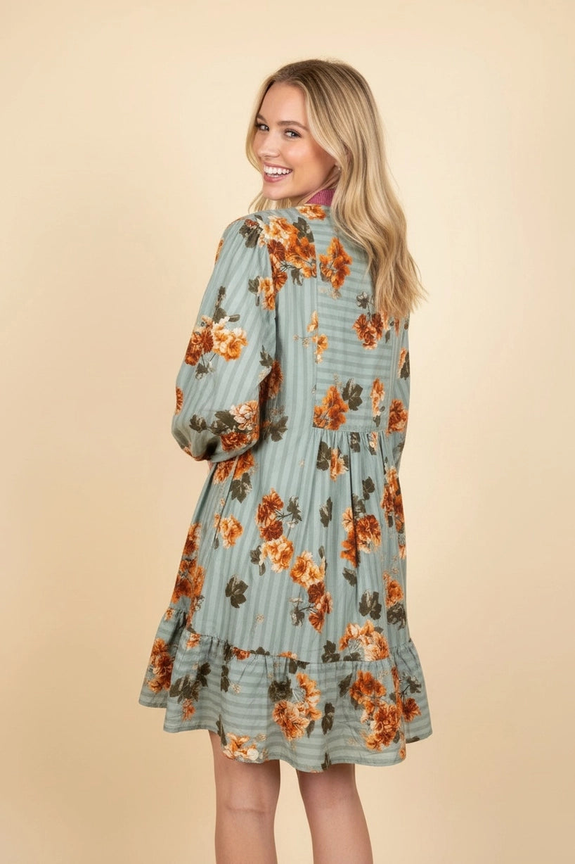 Autumn Sage Floral Dress