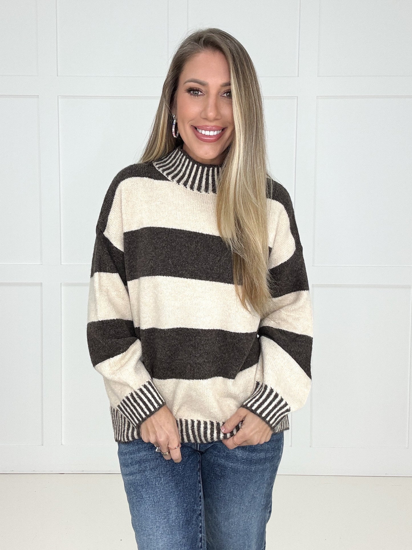 Brown Chalet Days Striped Sweater