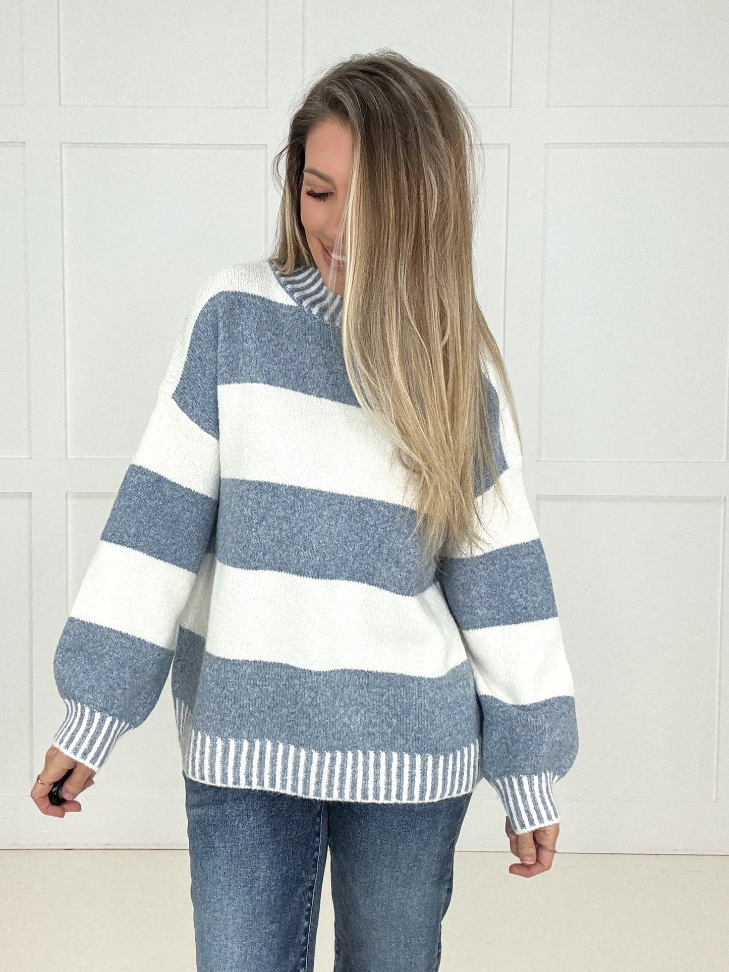 Blue Chalet Days Striped Sweater