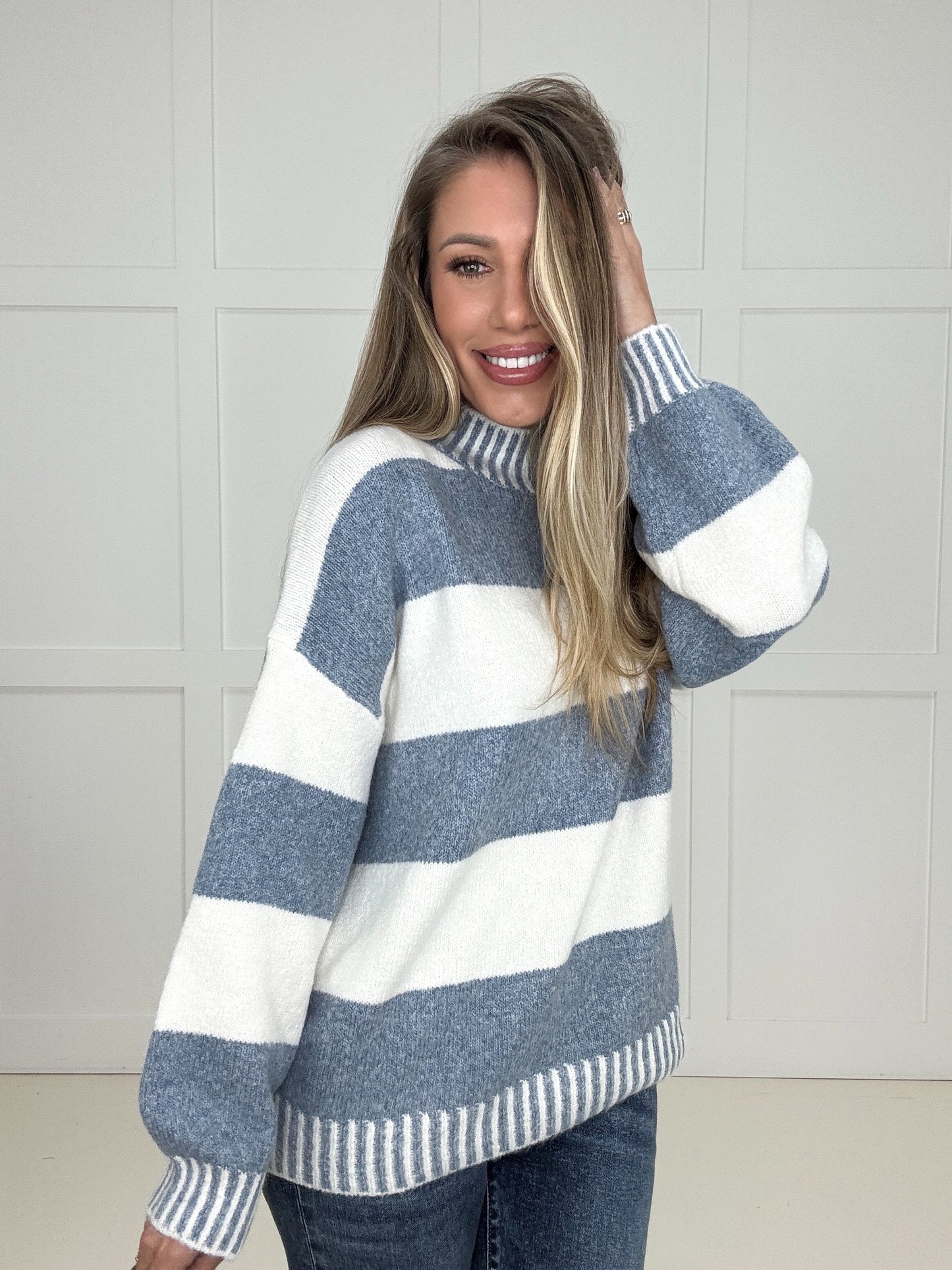Blue Chalet Days Striped Sweater