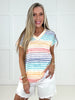 Preorder-Summer Stripes V Neck Top-100 Short Sleeves- Simply Simpson's Boutique is a Women's Online Fashion Boutique Located in Jupiter, Florida