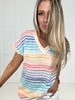 Preorder-Summer Stripes V Neck Top-100 Short Sleeves- Simply Simpson's Boutique is a Women's Online Fashion Boutique Located in Jupiter, Florida