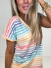 Preorder-Summer Stripes V Neck Top-100 Short Sleeves- Simply Simpson's Boutique is a Women's Online Fashion Boutique Located in Jupiter, Florida