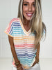 Preorder-Summer Stripes V Neck Top-100 Short Sleeves- Simply Simpson's Boutique is a Women's Online Fashion Boutique Located in Jupiter, Florida