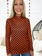 Orange/Black Checkered Mesh Top-130 Cami's/Bralettes/Bodysuits- Simply Simpson's Boutique is a Women's Online Fashion Boutique Located in Jupiter, Florida