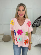 Fresh as a Daisy Knit Top-100 Short Sleeves- Simply Simpson's Boutique is a Women's Online Fashion Boutique Located in Jupiter, Florida