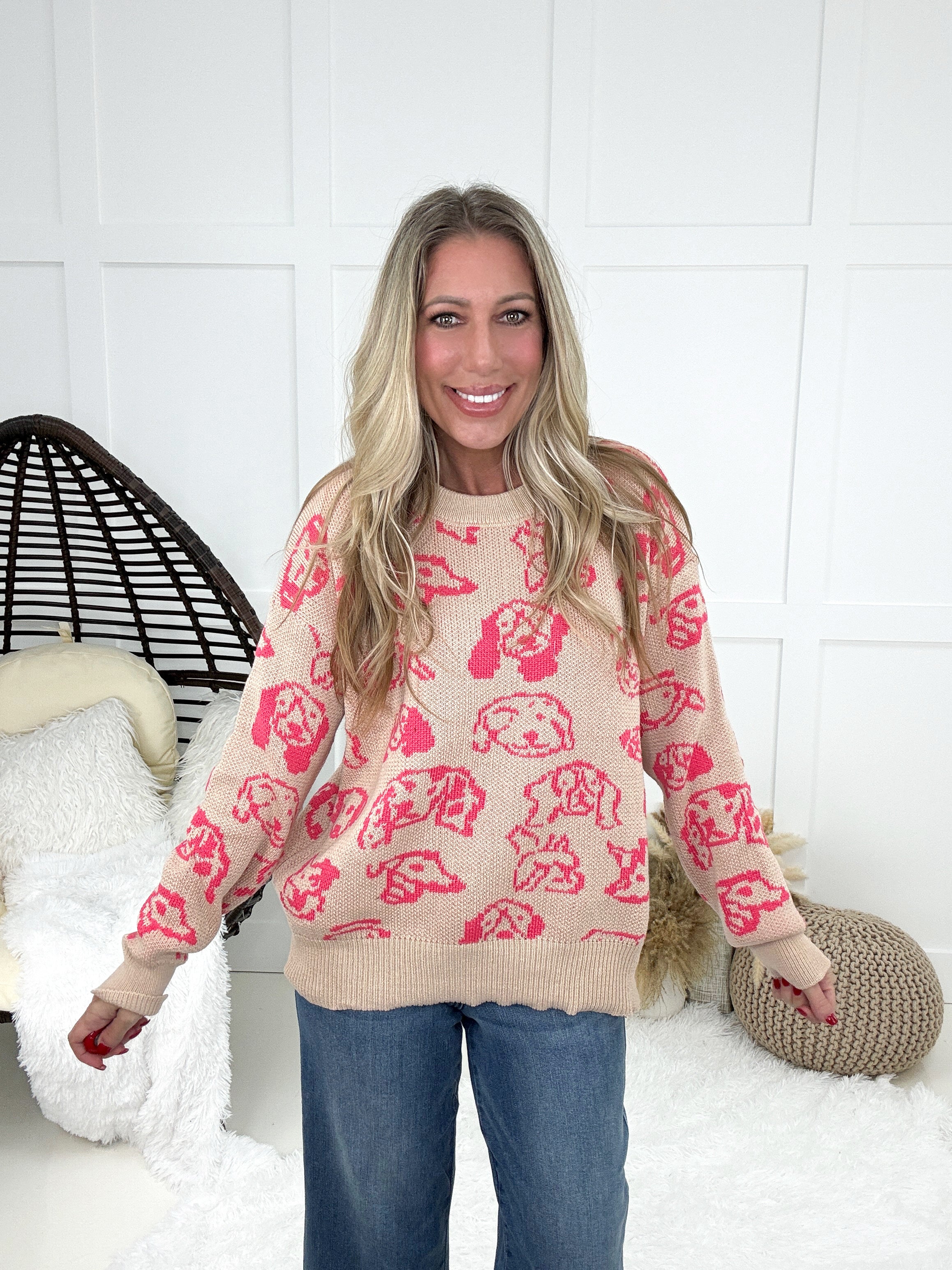 Artsy Cat & Dog Sweater-150 Sweaters- Simply Simpson's Boutique is a Women's Online Fashion Boutique Located in Jupiter, Florida