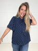 Navy Polka & Poise Blouse-100 Short Sleeves- Simply Simpson's Boutique is a Women's Online Fashion Boutique Located in Jupiter, Florida