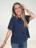 Navy Polka & Poise Blouse-100 Short Sleeves- Simply Simpson's Boutique is a Women's Online Fashion Boutique Located in Jupiter, Florida