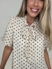 Cream Polka & Poise Blouse-100 Short Sleeves- Simply Simpson's Boutique is a Women's Online Fashion Boutique Located in Jupiter, Florida