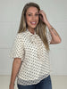 Cream Polka & Poise Blouse-100 Short Sleeves- Simply Simpson's Boutique is a Women's Online Fashion Boutique Located in Jupiter, Florida
