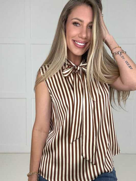 Brown Preppy Perfection Blouse-100 Short Sleeves- Simply Simpson's Boutique is a Women's Online Fashion Boutique Located in Jupiter, Florida