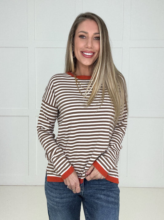 Cinnamon Stick Stripe Sweater-150 Sweaters- Simply Simpson's Boutique is a Women's Online Fashion Boutique Located in Jupiter, Florida
