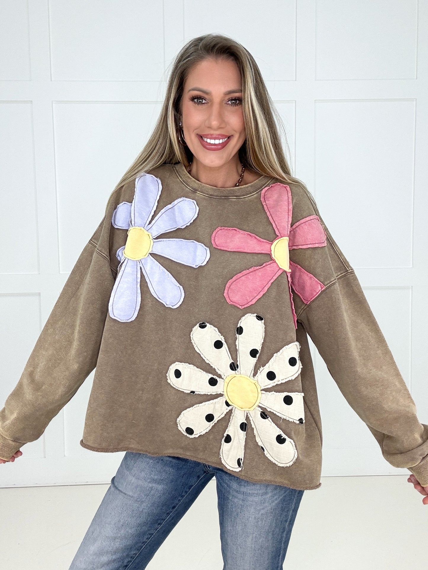 Mocha Petal Patch Pullover