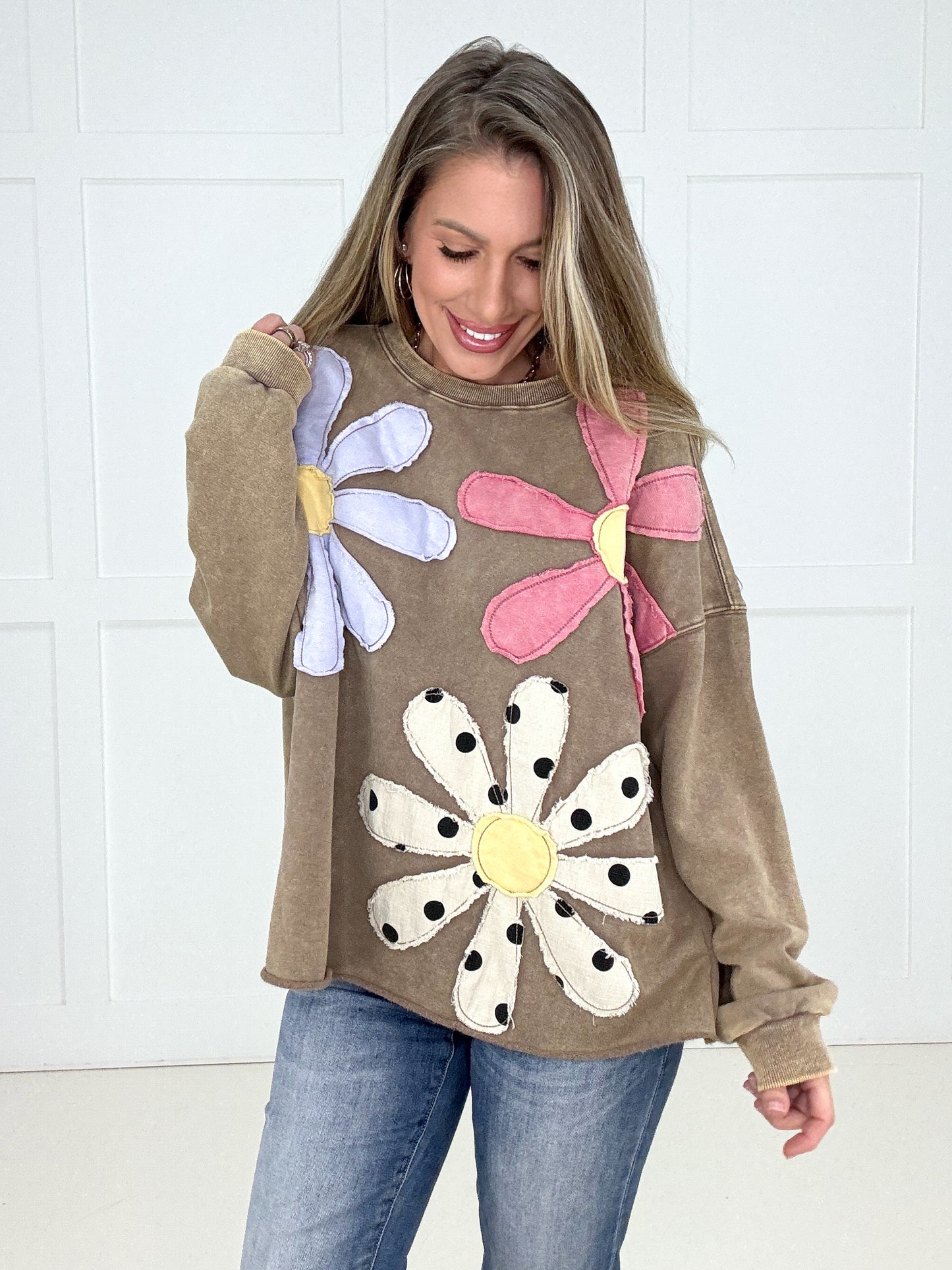Mocha Petal Patch Pullover