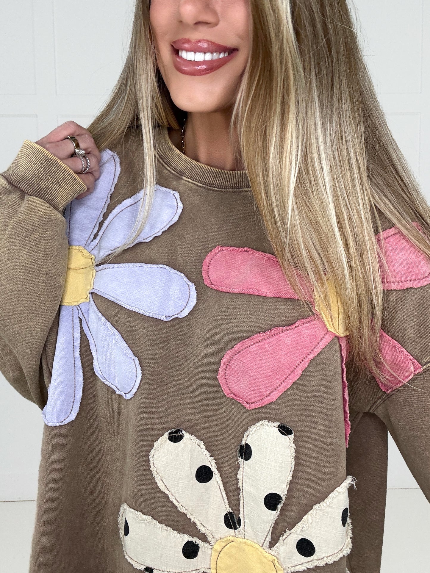 Mocha Petal Patch Pullover