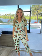 Preorder Shirley & Stone Short Sleeve Capri Pajamas(ETA March)-220 Lounge wear/Pajamas- Simply Simpson's Boutique is a Women's Online Fashion Boutique Located in Jupiter, Florida