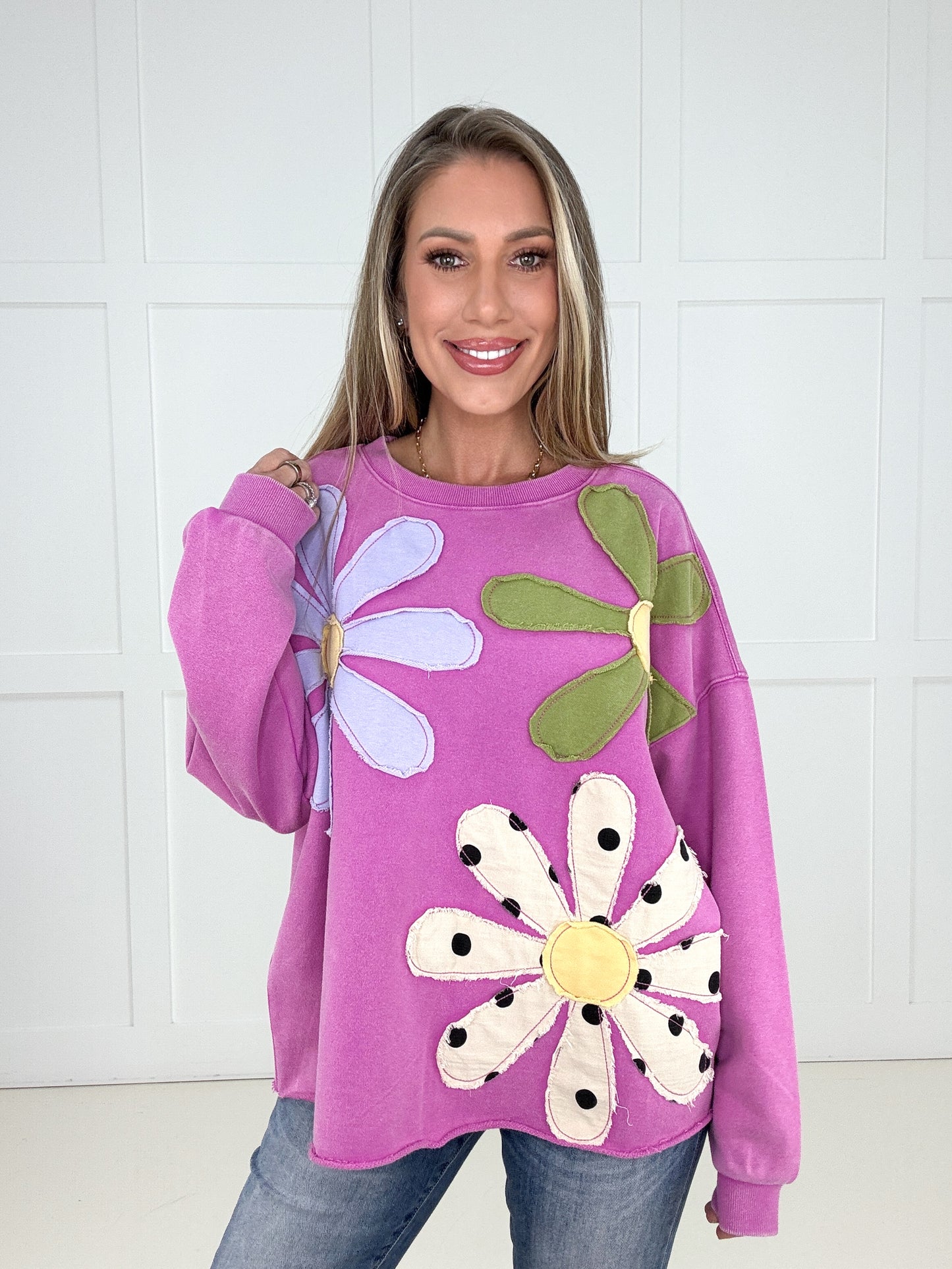 Orchid Petal Patch Pullover