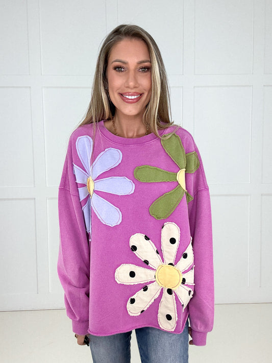 Orchid Petal Patch Pullover-150 Sweaters- Simply Simpson's Boutique is a Women's Online Fashion Boutique Located in Jupiter, Florida