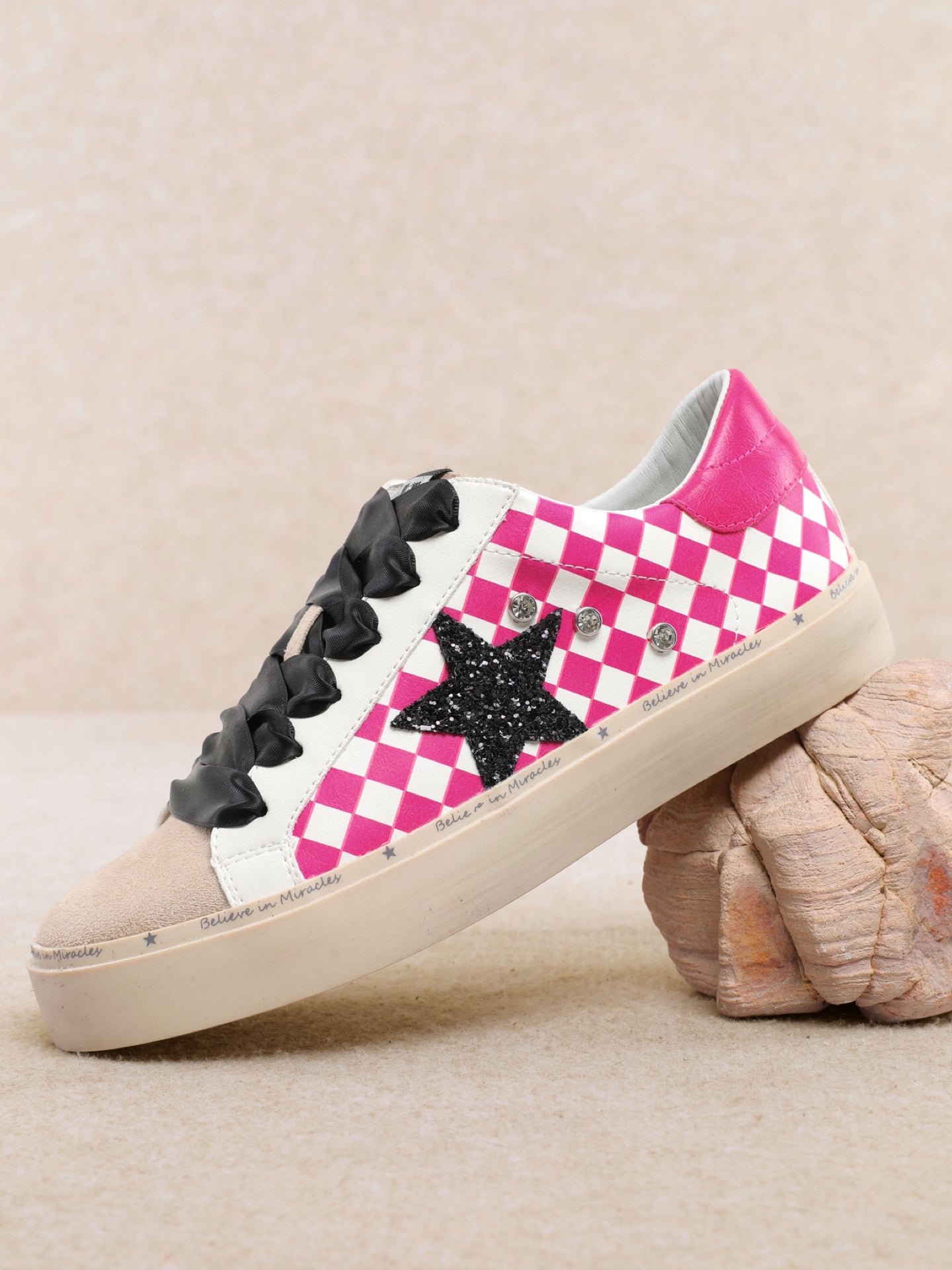 Hot Pink Checkmate Superstar Sneakers