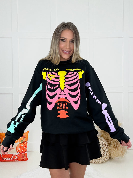 Neon Skelly Sweatshirt-140 Graphic Tees- Simply Simpson's Boutique is a Women's Online Fashion Boutique Located in Jupiter, Florida