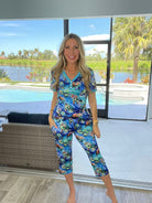 Preorder Shirley & Stone Short Sleeve Capri Pajamas(ETA March)-220 Lounge wear/Pajamas- Simply Simpson's Boutique is a Women's Online Fashion Boutique Located in Jupiter, Florida