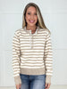 Taupe Lace and Lines Sweater-150 Sweaters- Simply Simpson's Boutique is a Women's Online Fashion Boutique Located in Jupiter, Florida