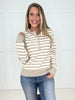 Taupe Lace and Lines Sweater-150 Sweaters- Simply Simpson's Boutique is a Women's Online Fashion Boutique Located in Jupiter, Florida