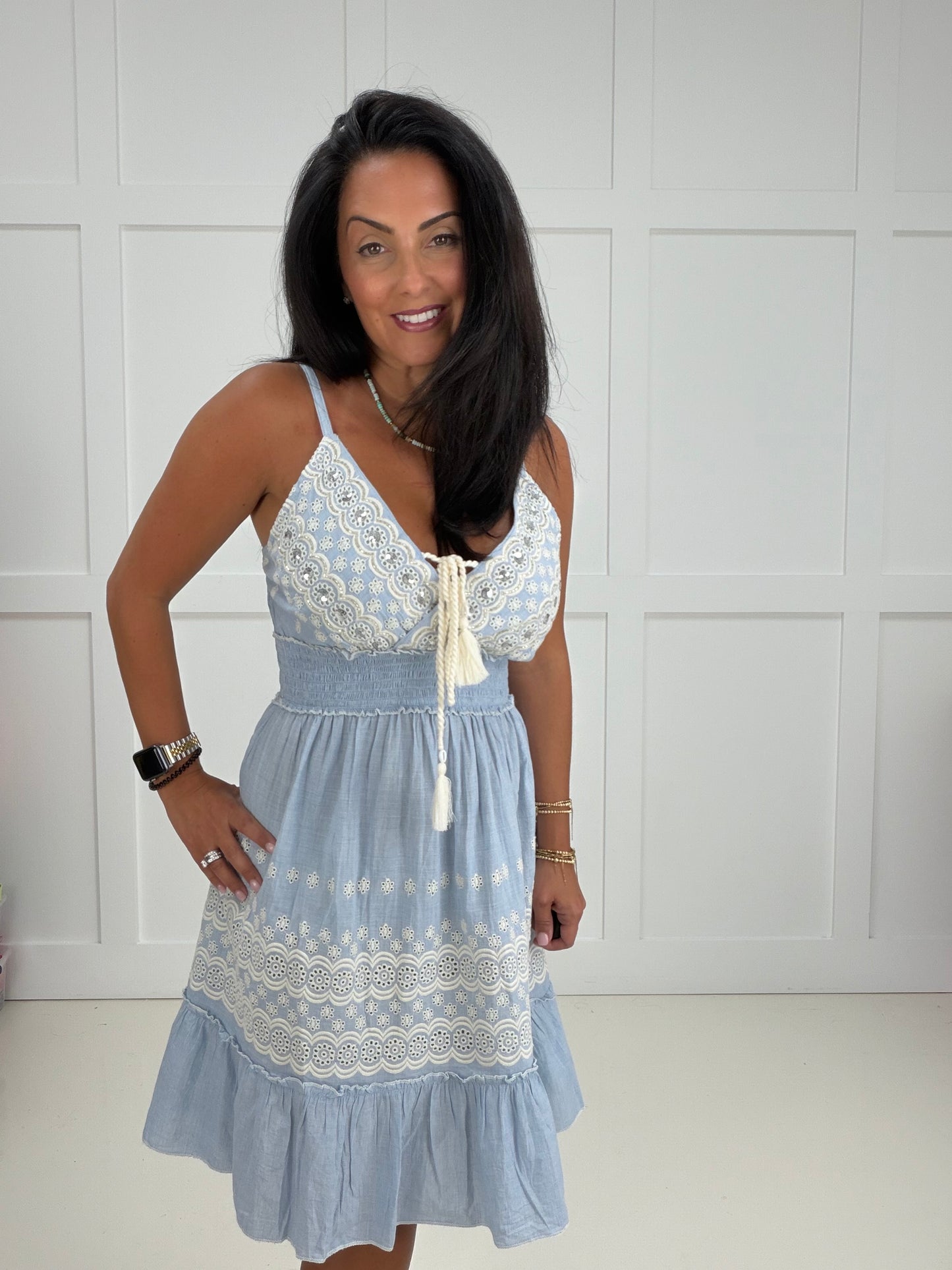 Pol Blue Dress-240 Dresses- Simply Simpson's Boutique is a Women's Online Fashion Boutique Located in Jupiter, Florida