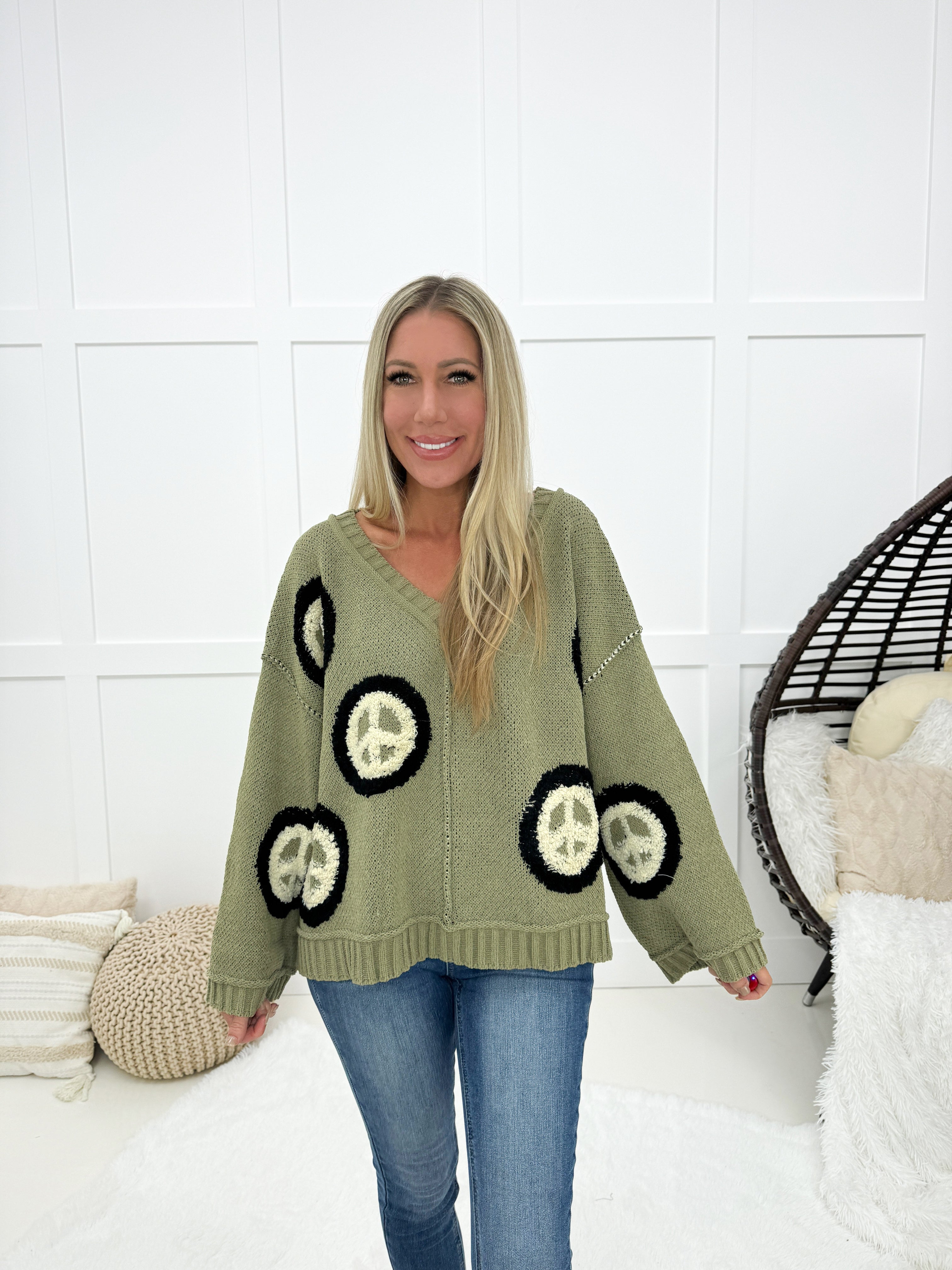 POL Peace and Love Sweater-150 Sweaters- Simply Simpson's Boutique is a Women's Online Fashion Boutique Located in Jupiter, Florida